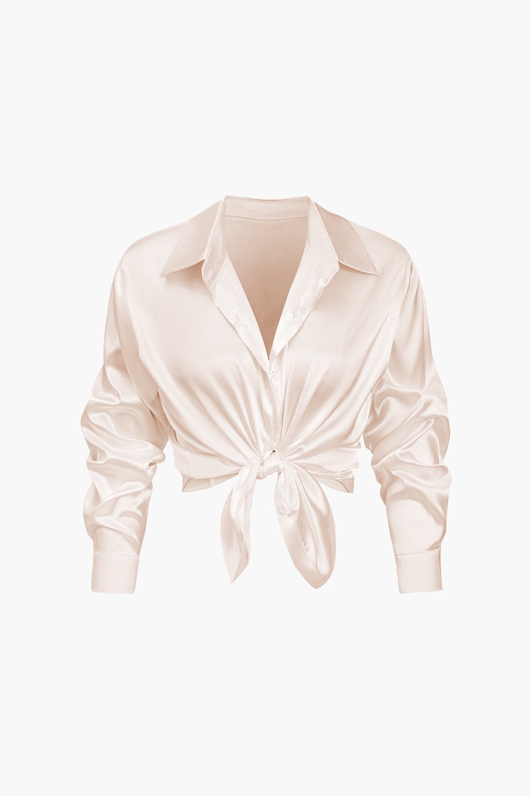 Damen Bluse | Langarm mit Kragen und Frontbindung