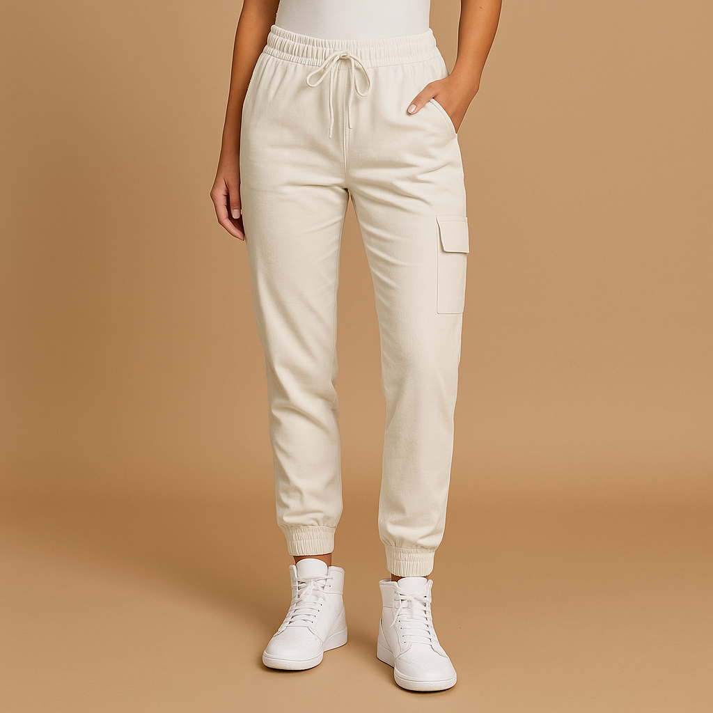 Damen Cargo Hose | hohe Taille mit seitlichen Taschen