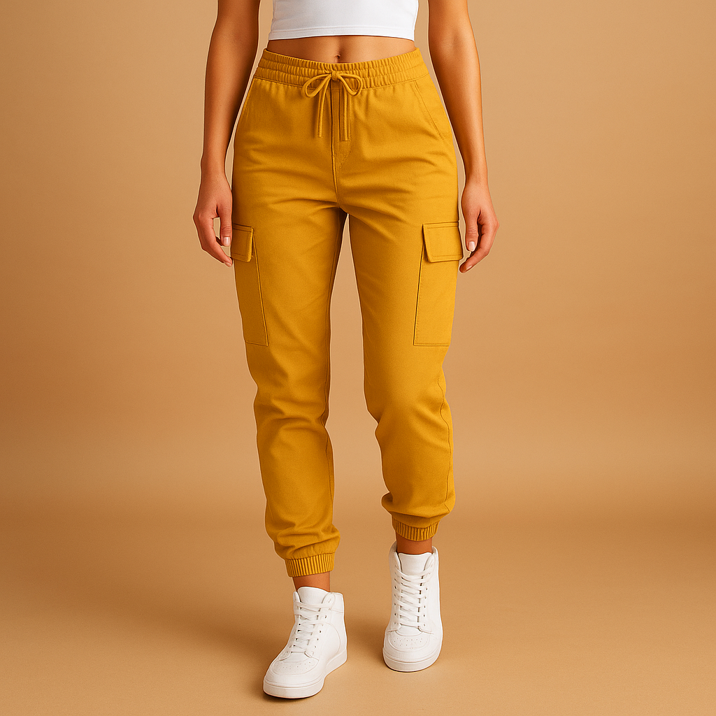 Damen Cargo Hose | hohe Taille mit seitlichen Taschen