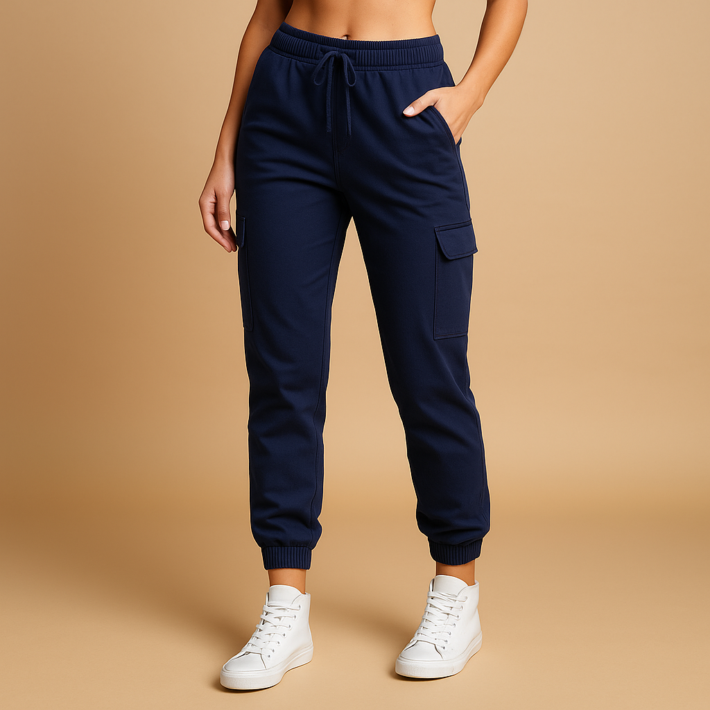 Damen Cargo Hose | hohe Taille mit seitlichen Taschen