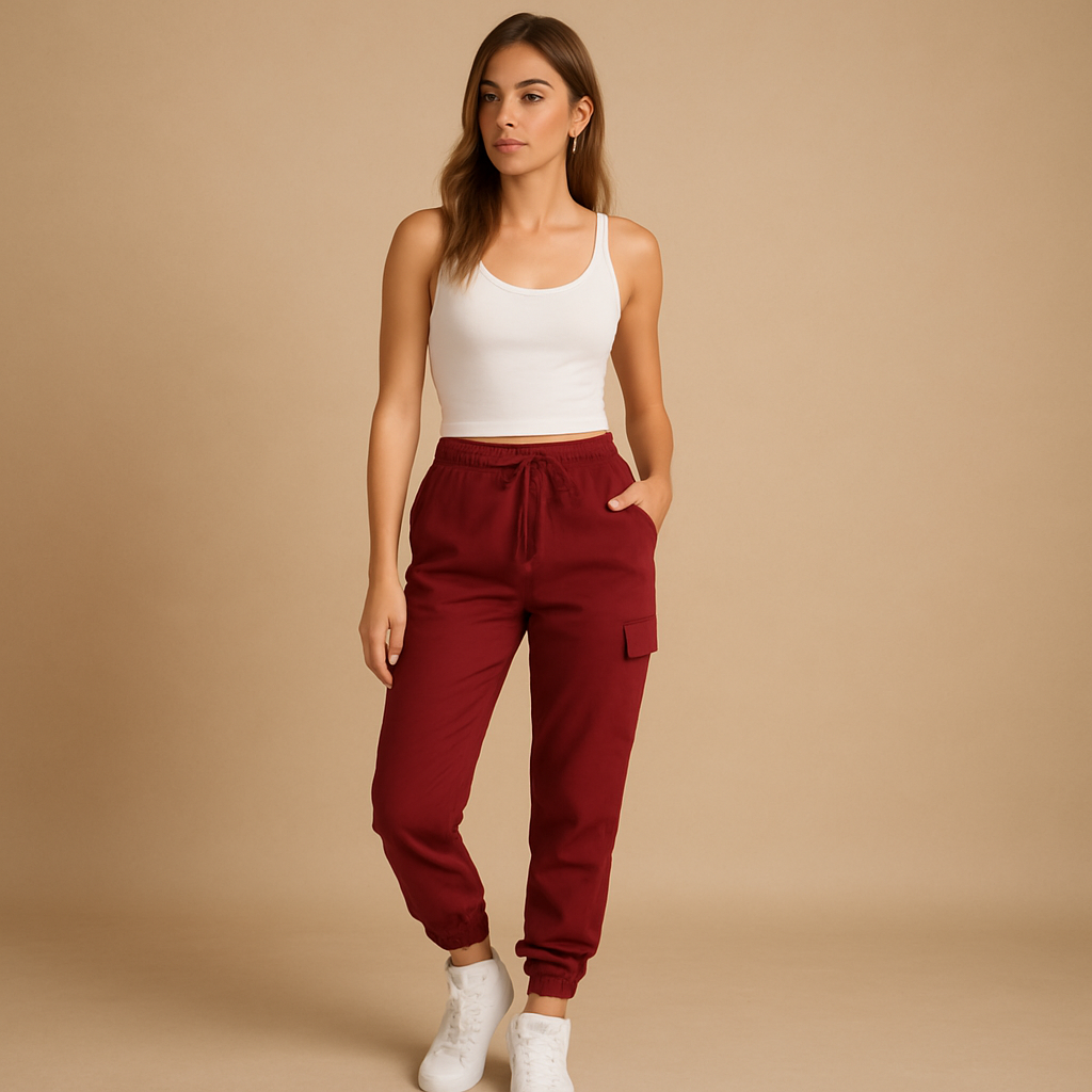 Damen Cargo Hose | hohe Taille mit seitlichen Taschen