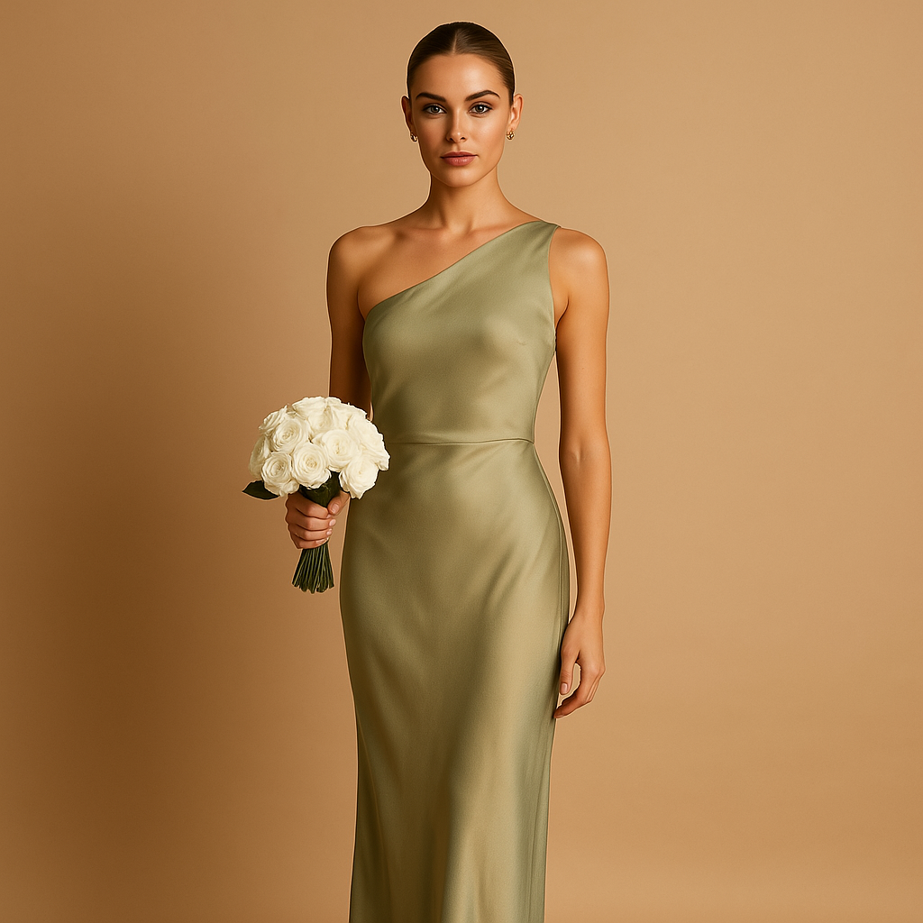 Kleid Damen | Asymmetrischer Ausschnitt mit seitlichem Schlitz
