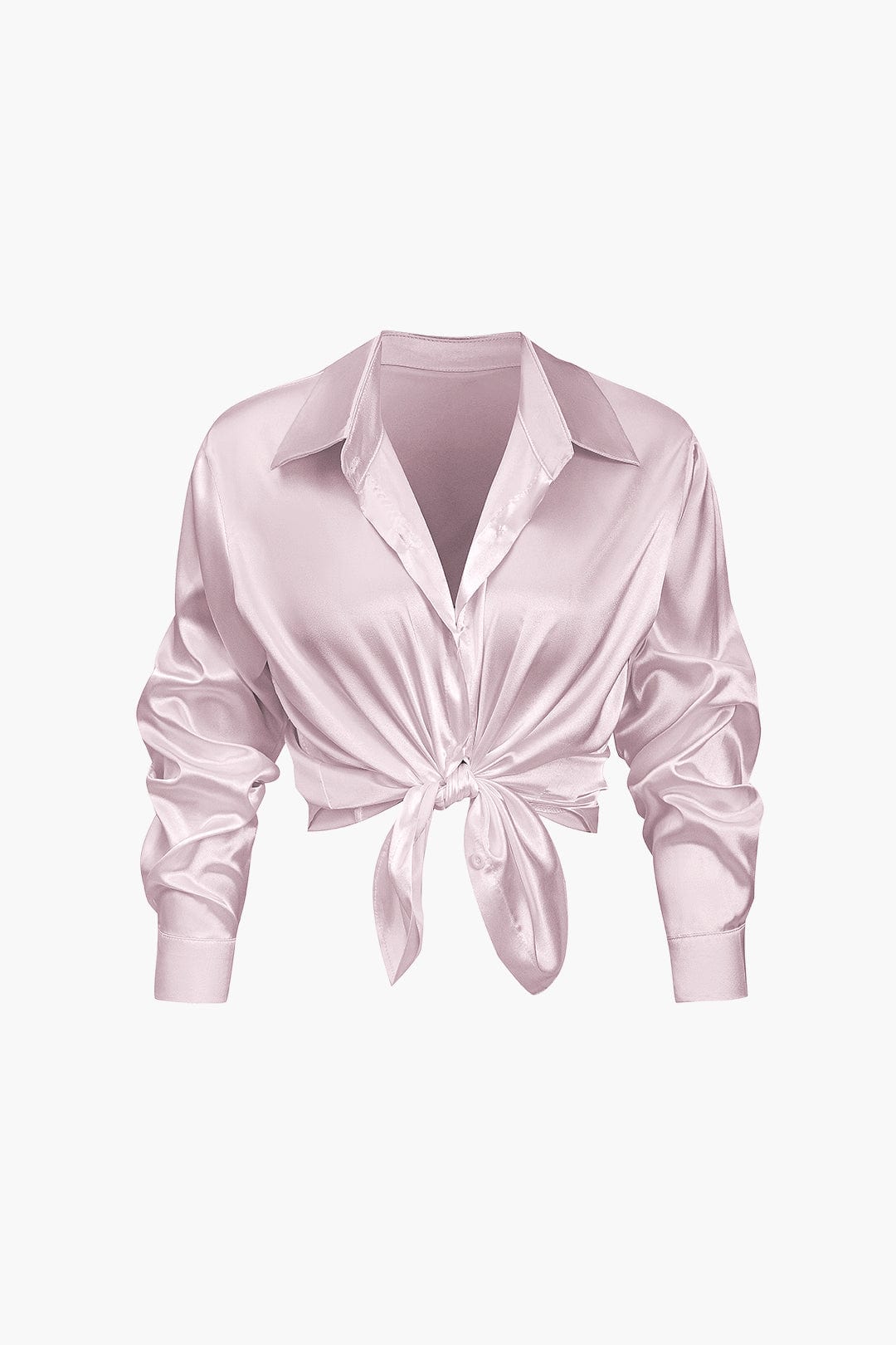 Damen Bluse | Langarm mit Kragen und Frontbindung