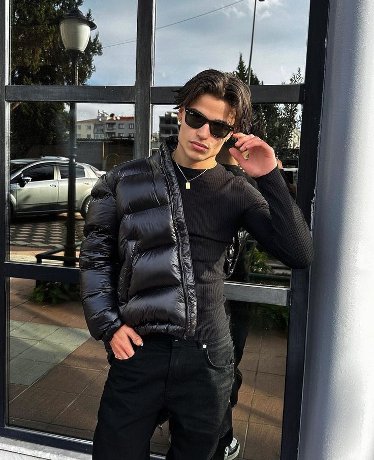 Herren Jacke | Gepolsterte Struktur mit Kapuze und Reißverschluss