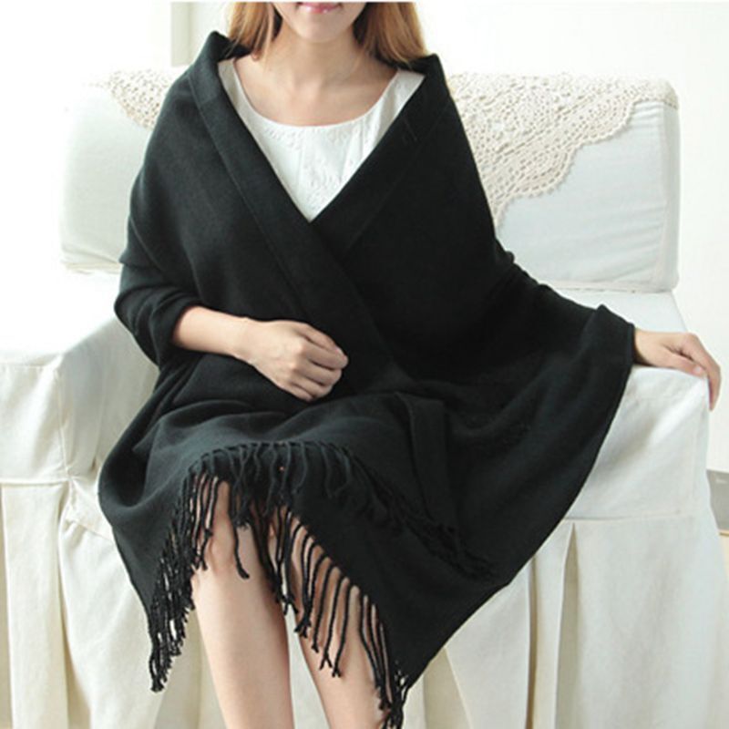 Damen Schal | Oversized Umschlagform mit Fransenabschluss