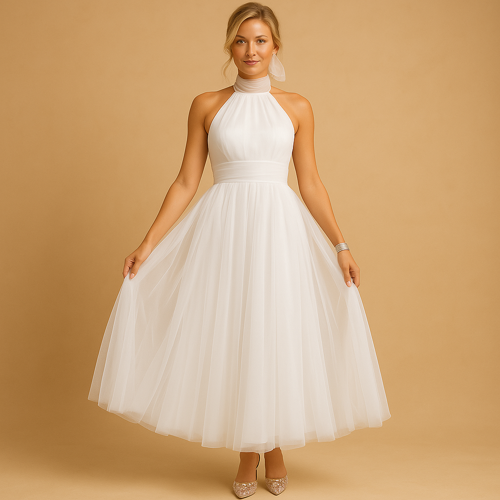 Kleid Damen | Neckholderkleid mit Faltenrock