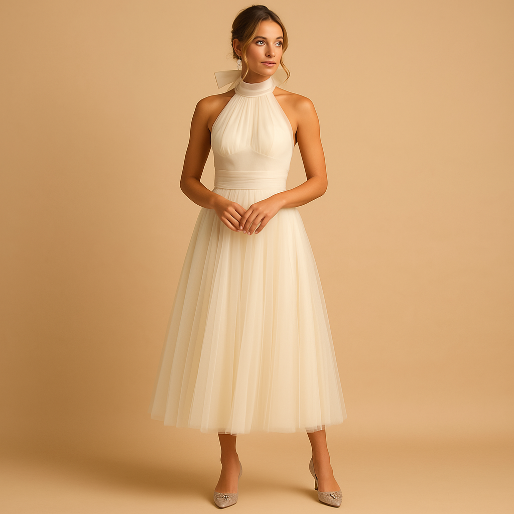 Kleid Damen | Neckholderkleid mit Faltenrock
