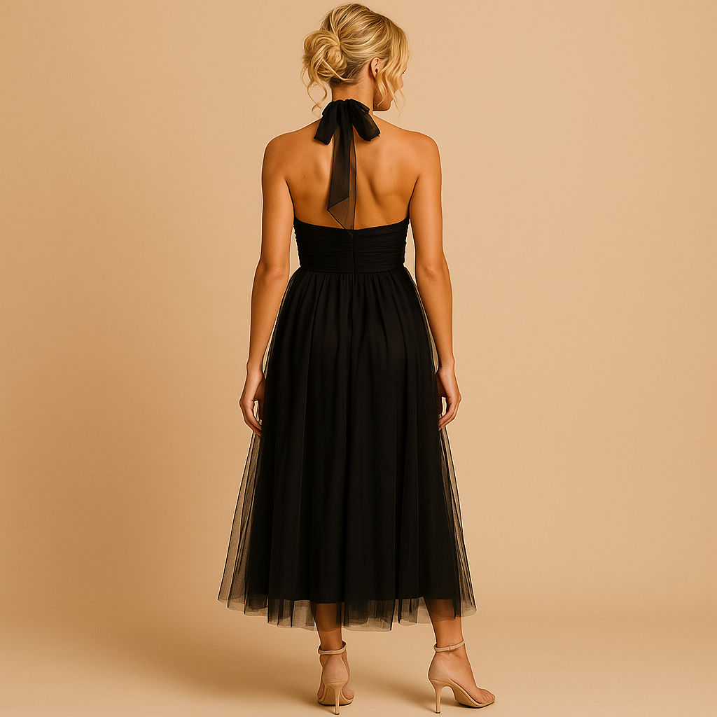 Kleid Damen | Neckholderkleid mit Faltenrock