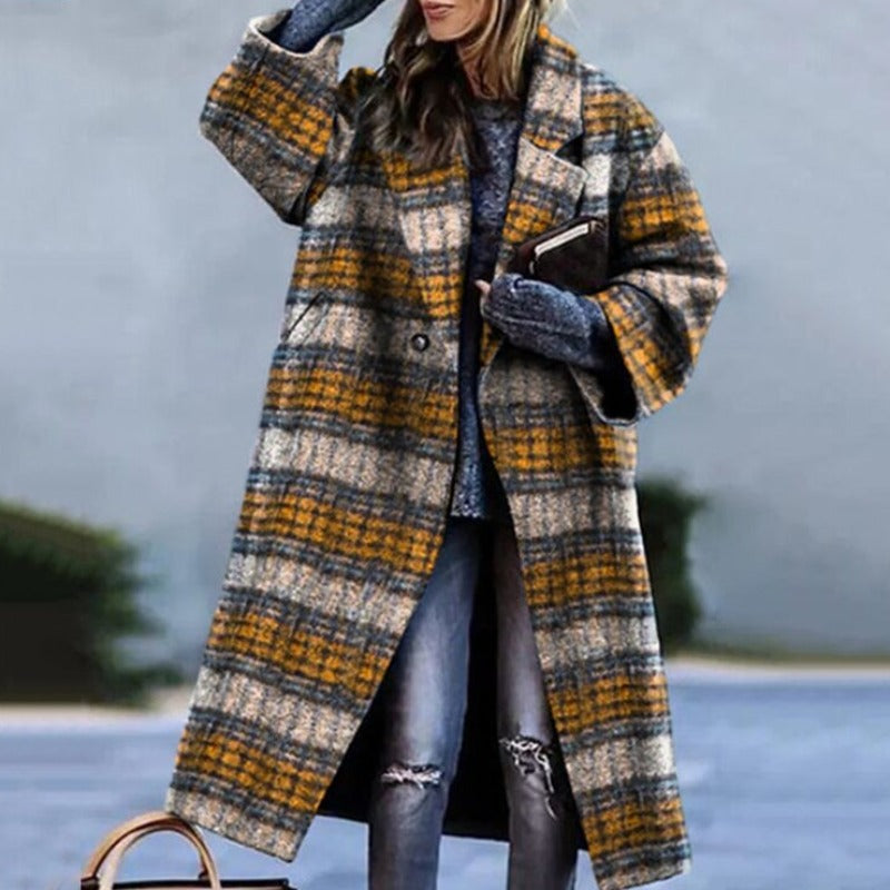 Damen langer Mantel | Trenchcoat mit klassischem Schnitt