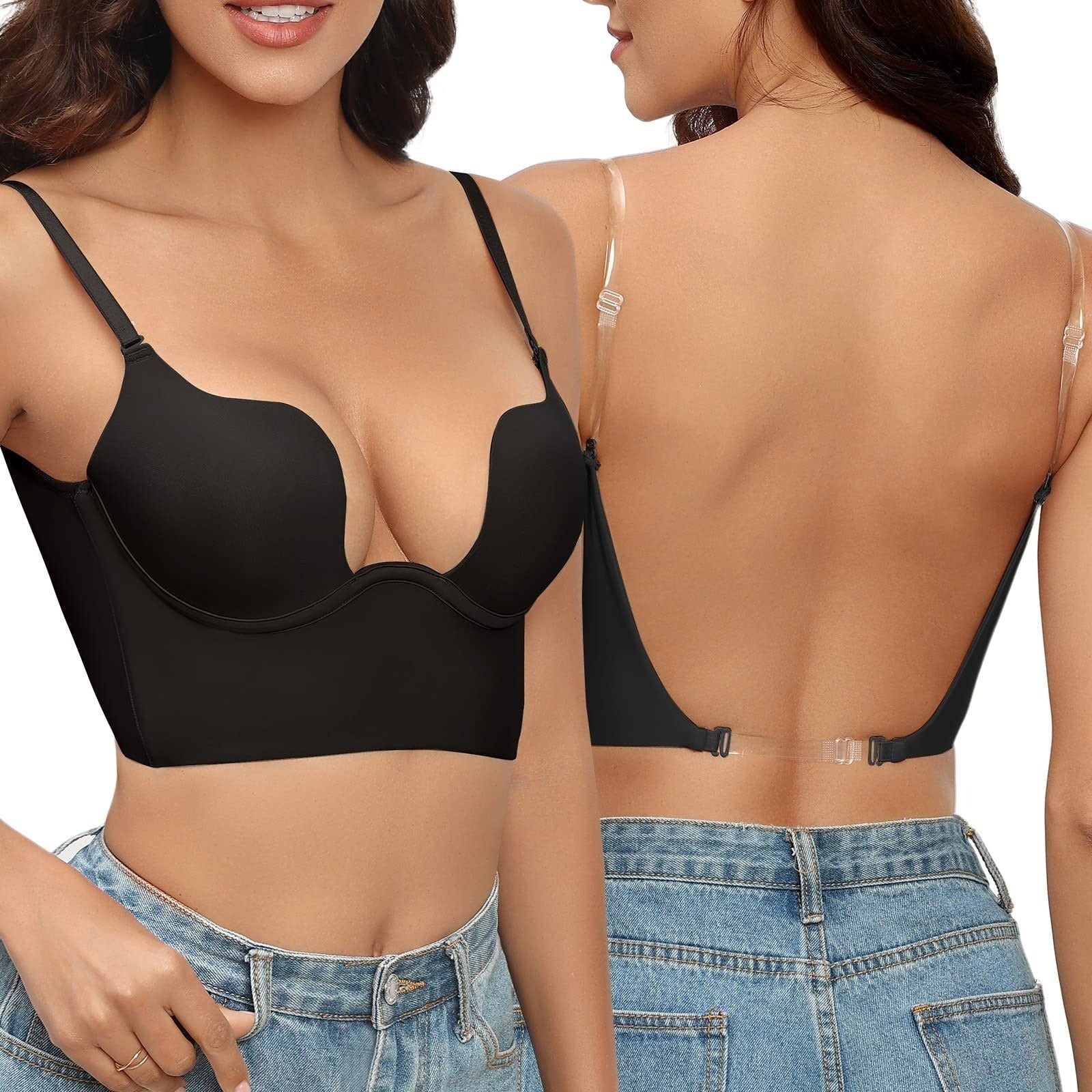 Damen BH | tief ausgeschnitten mit offenem Rücken und Trägern