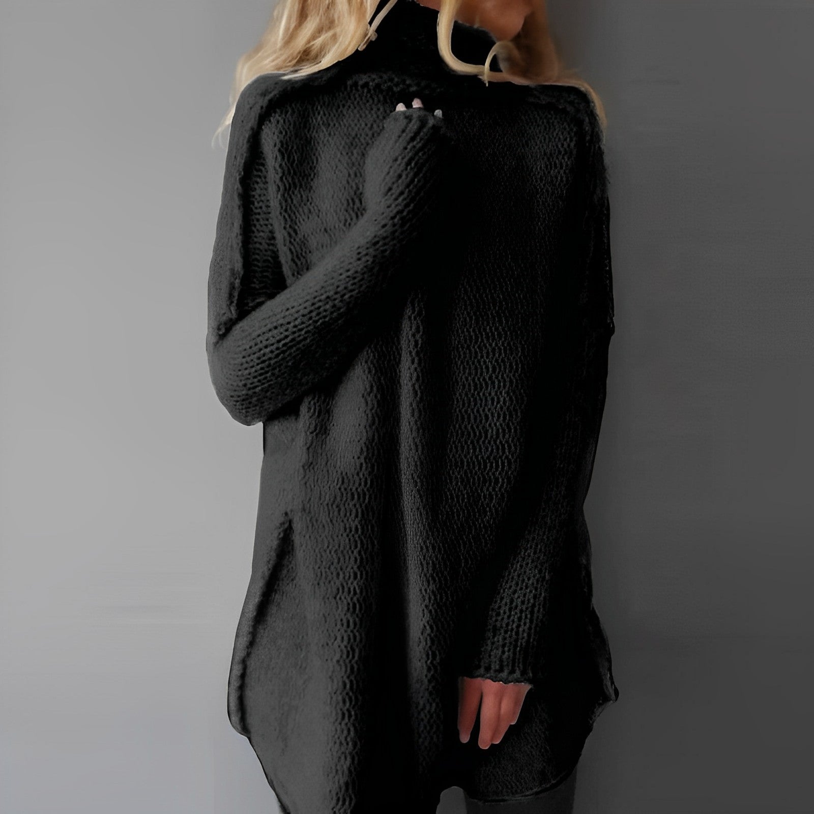 Pullover Damen | Stehkragen mit verlängerter Strickform