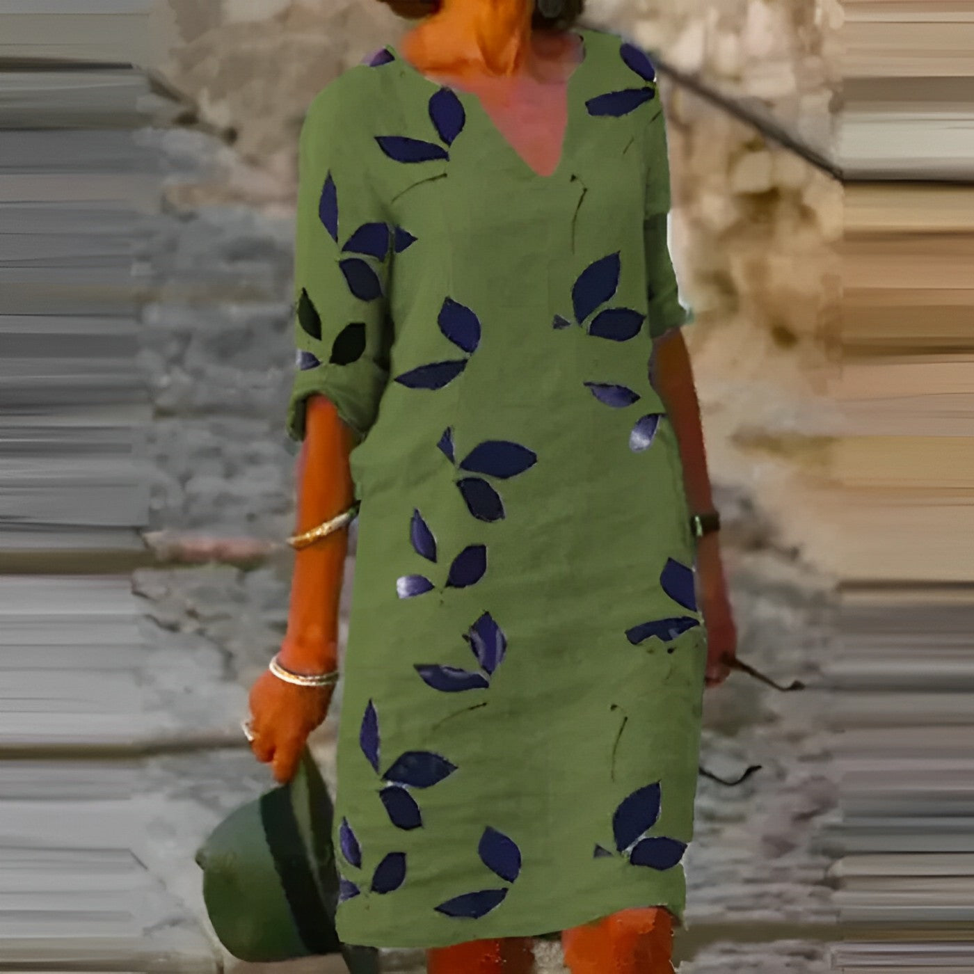Kleid Damen | V-Ausschnitt mit kurzen Ärmeln