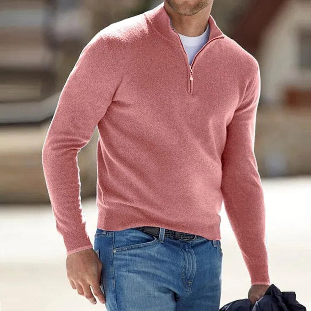 Herren Pullover | Stehkragen mit kurzem Reißverschluss