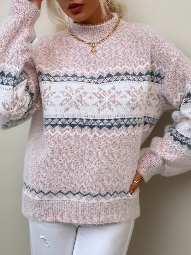 Damen Pullover | Rollkragen mit horizontalem Musterverlauf