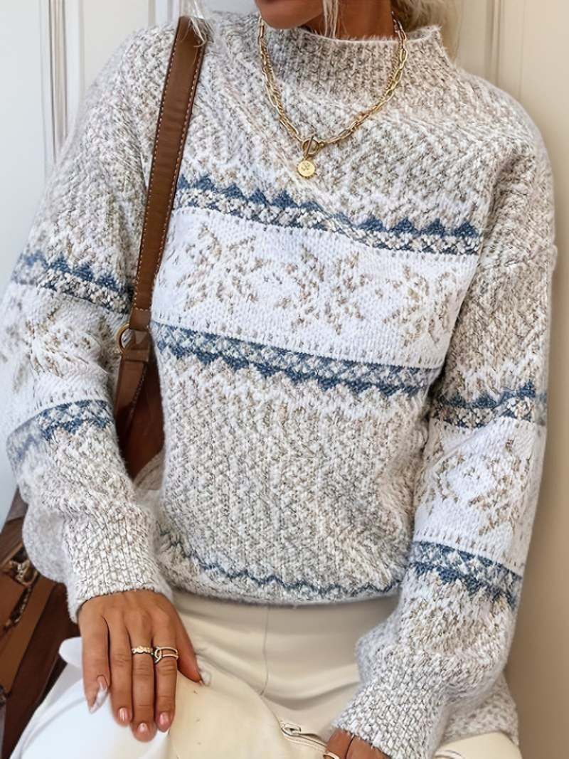 Damen Pullover | Rollkragen mit horizontalem Musterverlauf