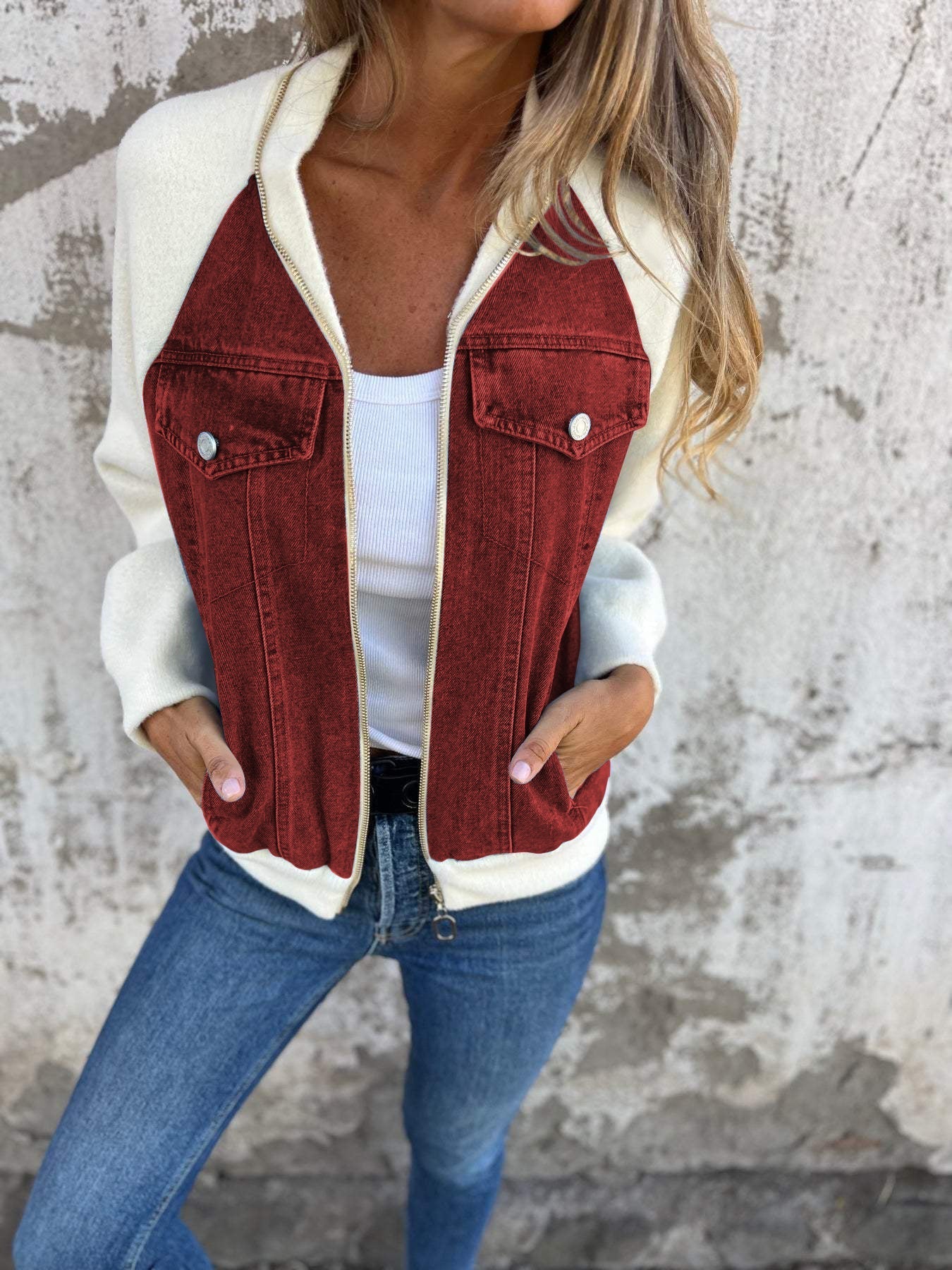 Damen Jacke | strukturierte Form mit geradem Aufbau