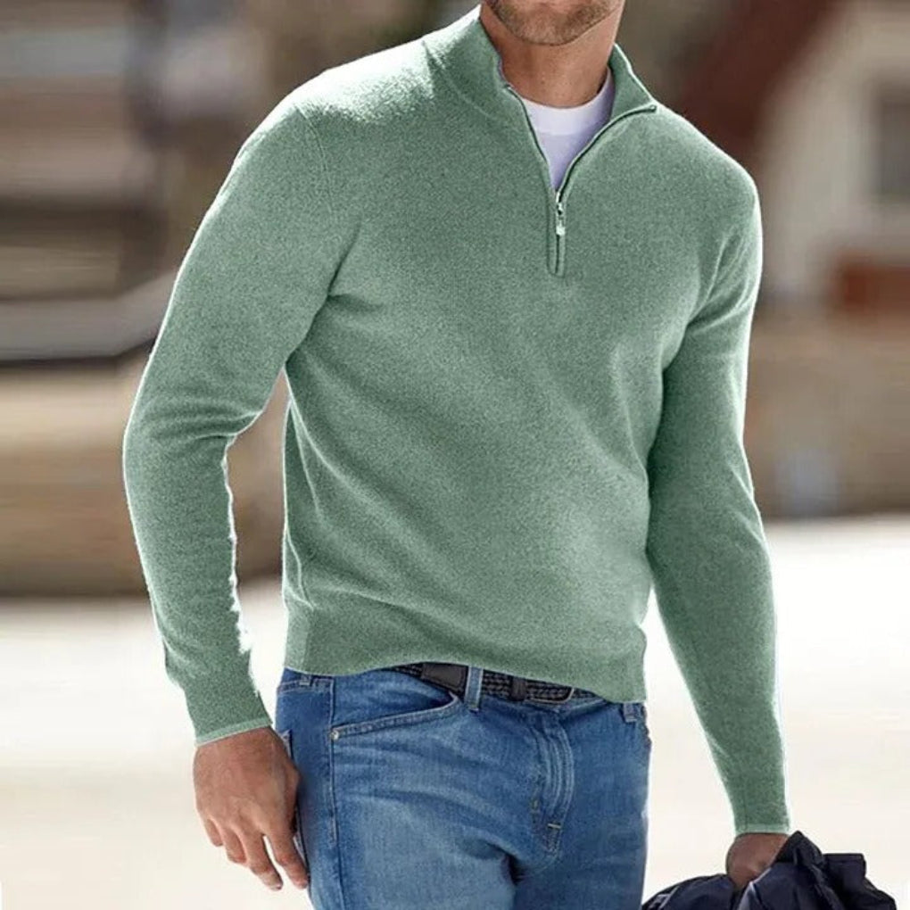 Herren Pullover | Stehkragen mit kurzem Reißverschluss