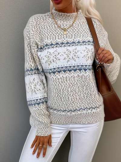 Damen Pullover | Rollkragen mit horizontalem Musterverlauf