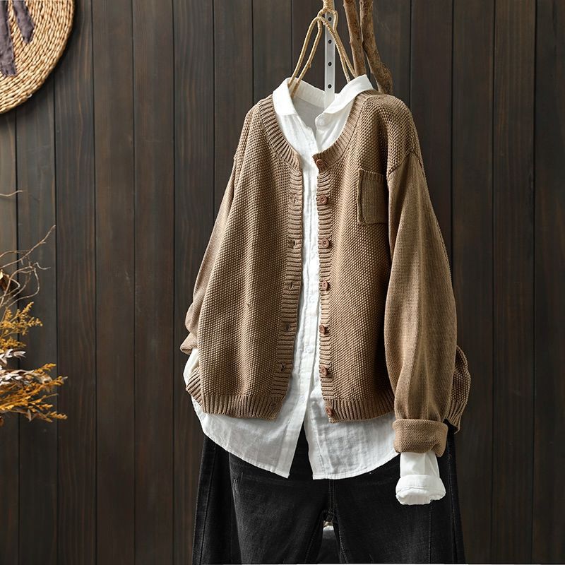 Damen Strickjacke | Übergröße mit Rippstruktur und Knopfleiste