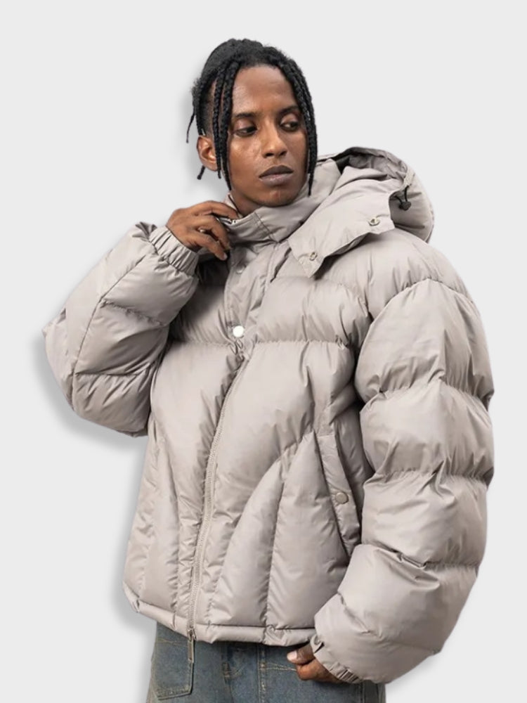 Herren Parka Pufferjacke | Kapuze und verlängerte Ausführung