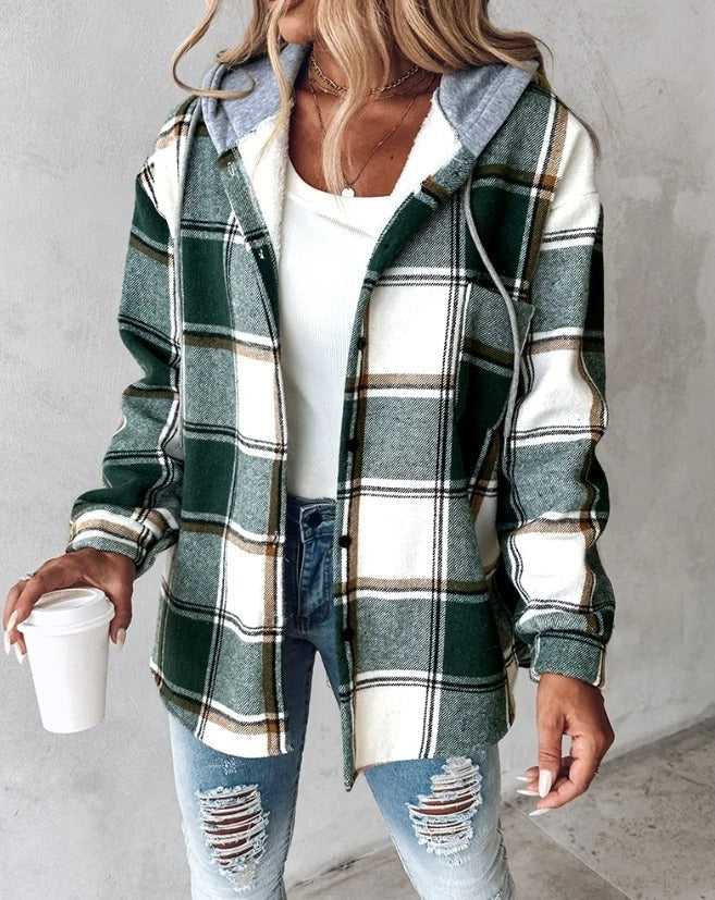 Damen Jacke Winter | lange Ausführung mit Kapuze und Muster
