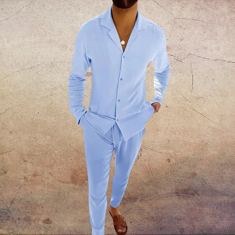 Herren Set | Hemdkragen mit Knopfleiste und gerader Hose