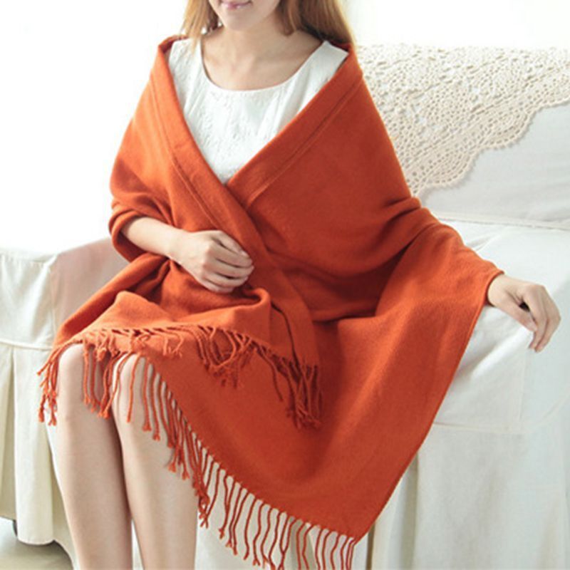Damen Schal | Oversized Umschlagform mit Fransenabschluss