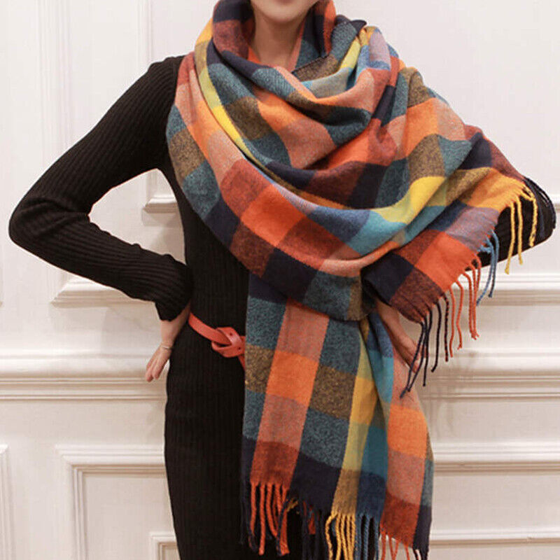 Damen Schal | Oversized Umschlagform mit Fransenabschluss