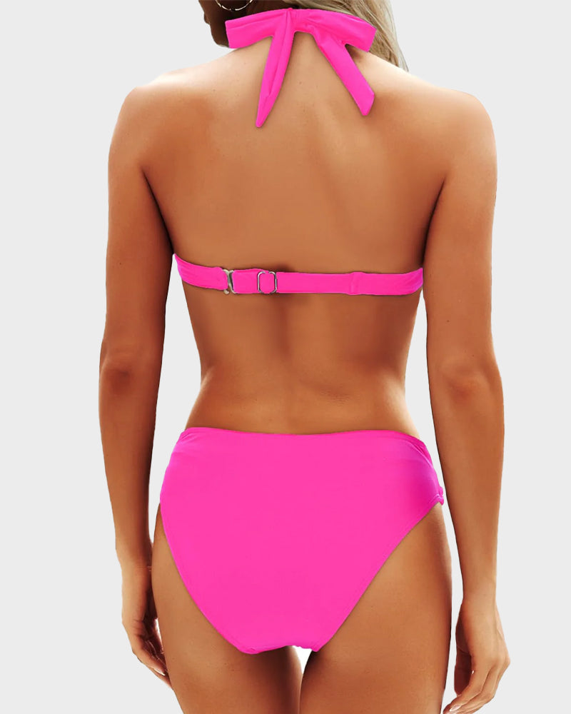 Damen Bikini | Halter-Träger mit V-Ausschnitt und Wickelbund