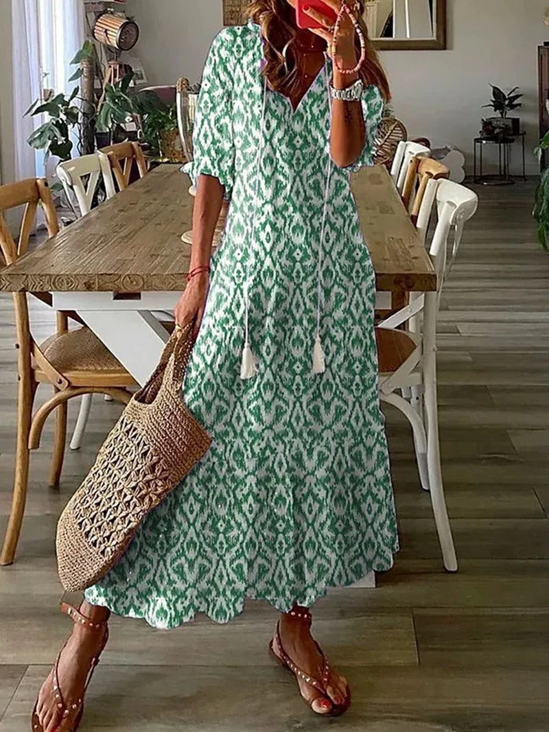 Kleid Damen | V Ausschnitt mit kurzen Ärmeln