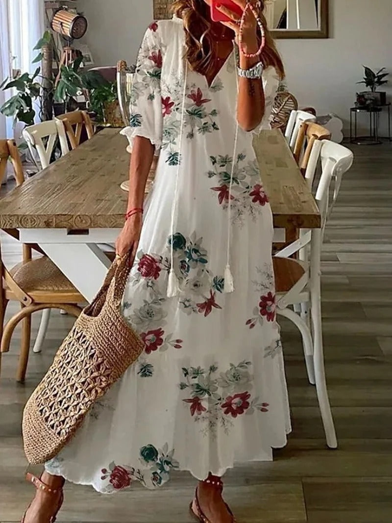 Kleid Damen | V Ausschnitt mit kurzen Ärmeln