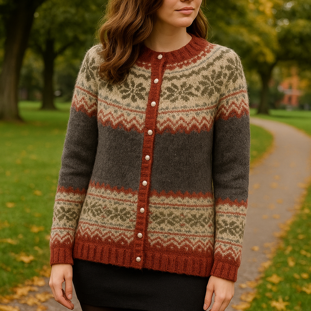 Damen Strickjacke | Gemusterte Ausführung mit Knopfleiste