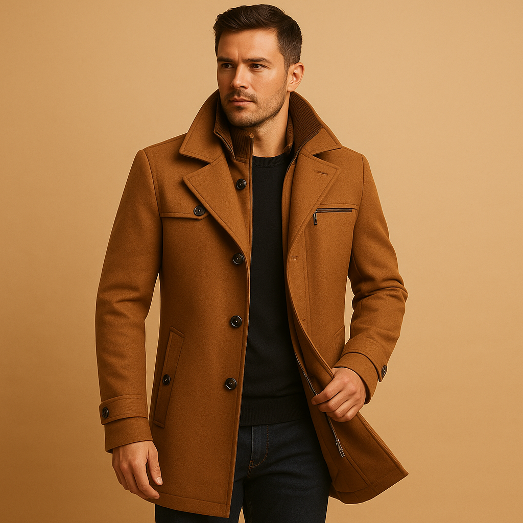 Herren Jacke | gerade Ausführung mit Frontöffnung und Kragenbereich