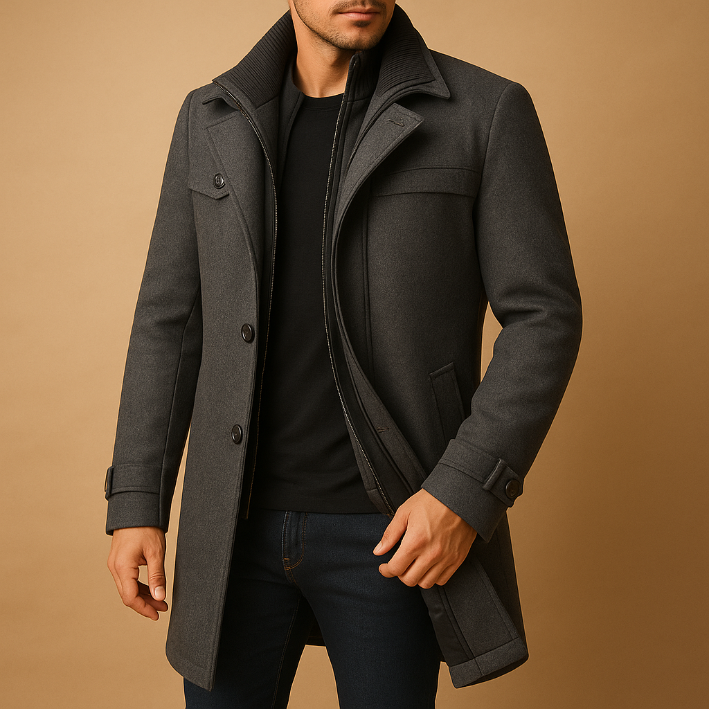 Herren Jacke | gerade Ausführung mit Frontöffnung und Kragenbereich