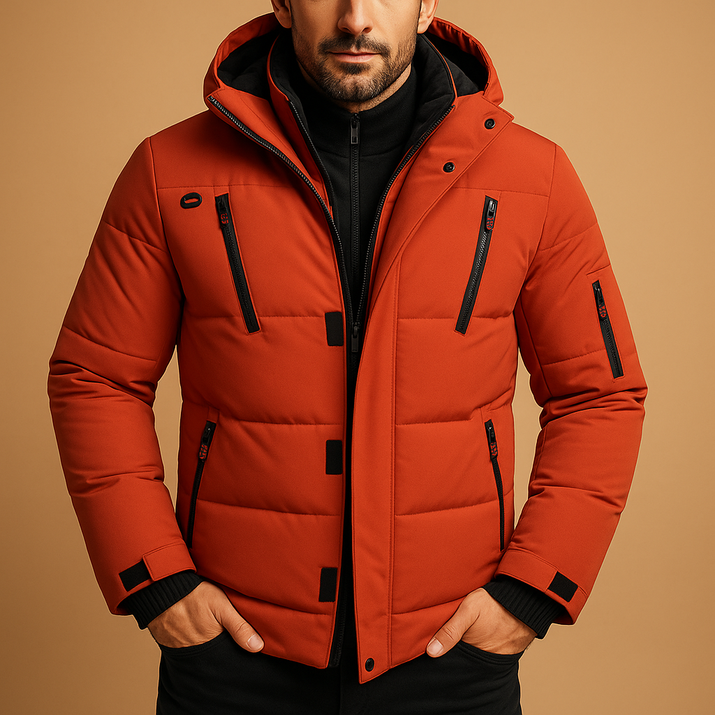 Herren Jacke | gleichmäßige Linien mit Kapuze und Taschen
